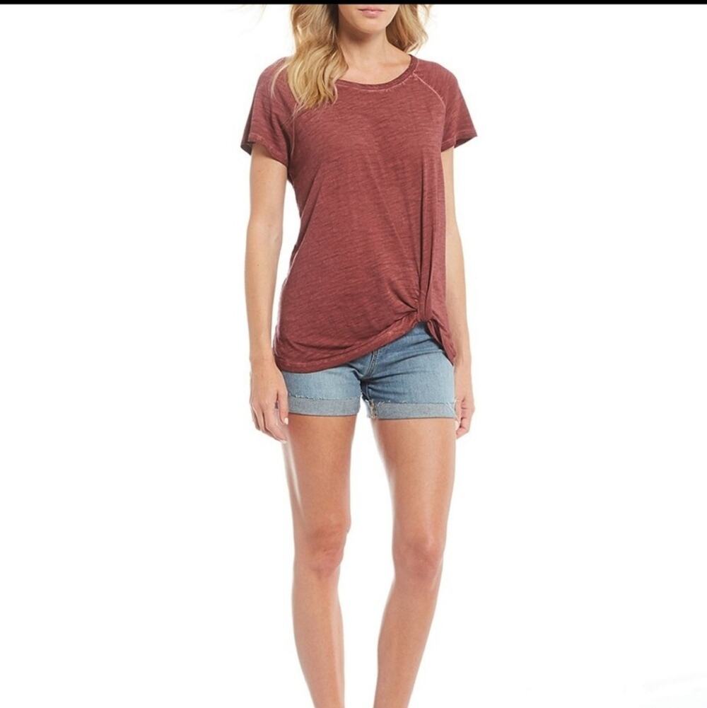 Anthropologie Sanctuary Sunny Day Twist Short Sleeve Tee Rust Size Small